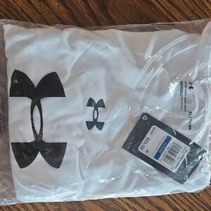 Under Armour White Tee with Black Emblem
